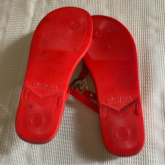 Michael Kors Cork Sandals Charm Jelly MK Gold Logo - Picture 13 of 13